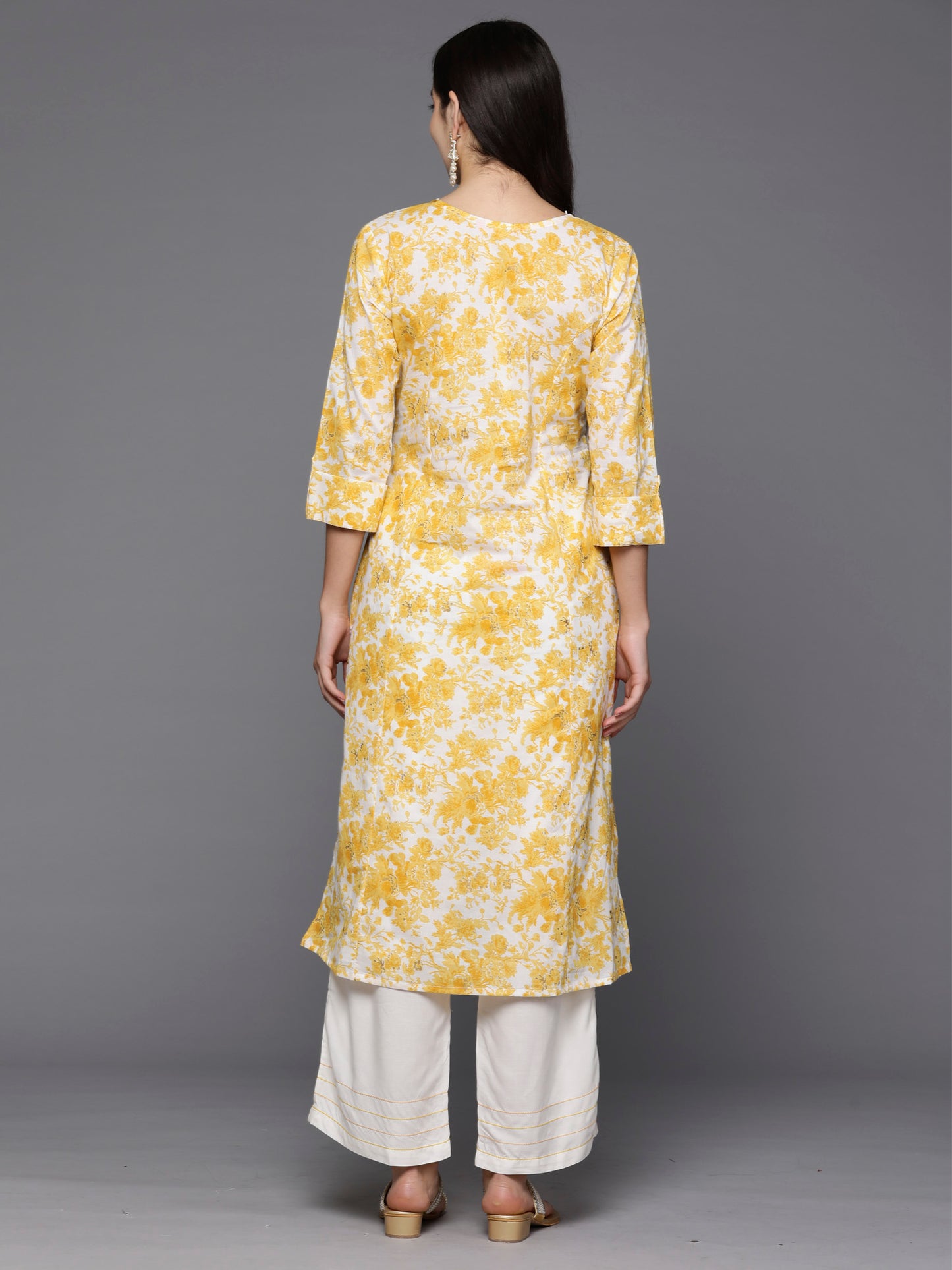 Women Floral Yellow Printed Kurta