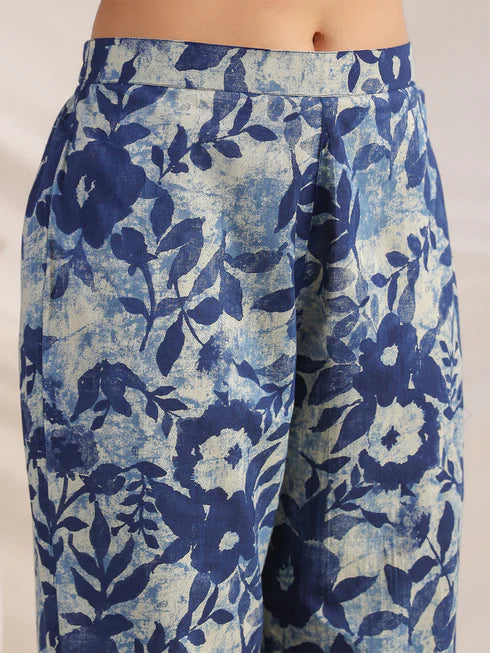 Regular Co-ord Set in Indigo Cotton Floral