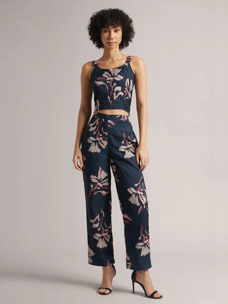 Floral Navy Organza Co-ord Set