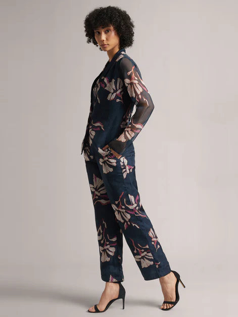 Floral Navy Organza Co-ord Set