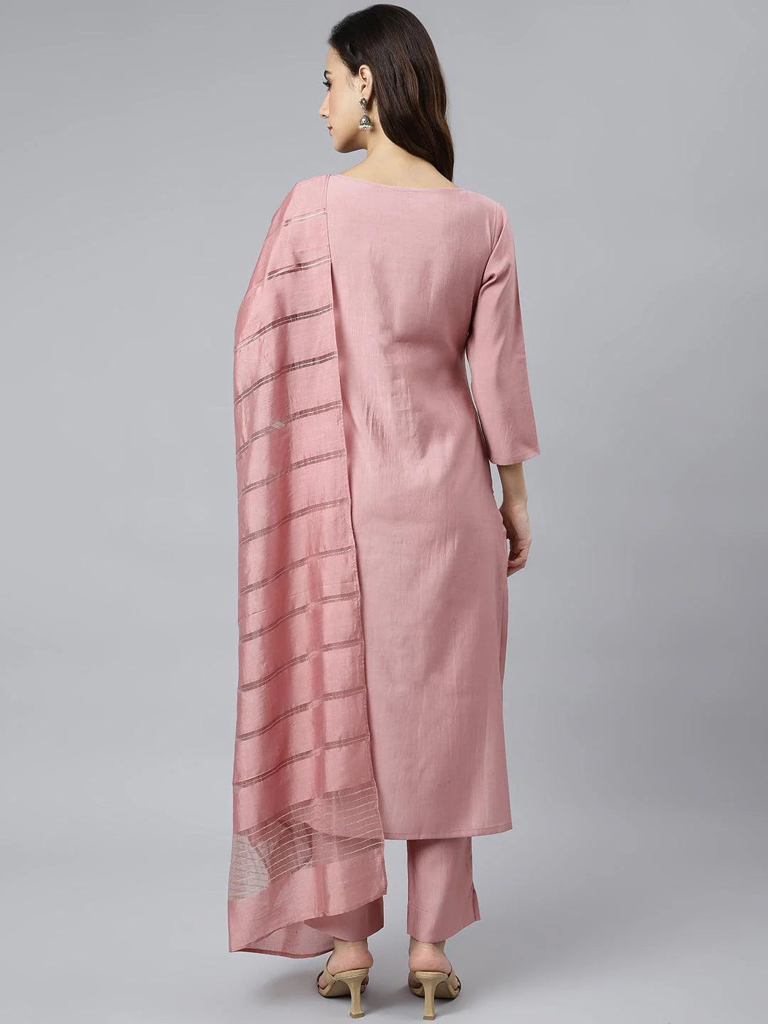 Light Pink Kurta & Palazzo Set with Delicate Thread Work